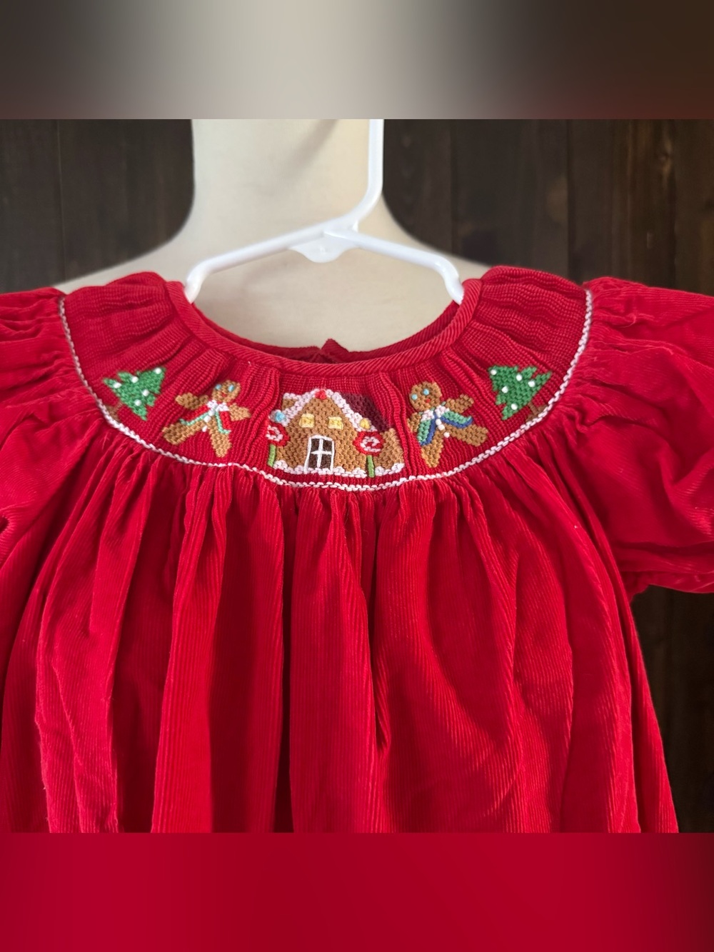 Girls Mom & Me Christmas Gingerbread Man Red Smocked Dress 24 Months 2T